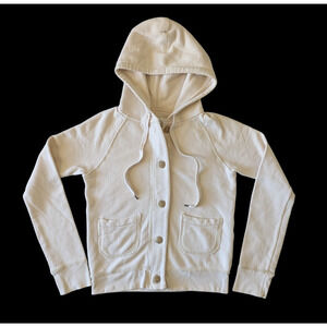 J Crew Cream Vintage French Terry Zip Up Hoodie Sweatshirt Small Y2K 96954